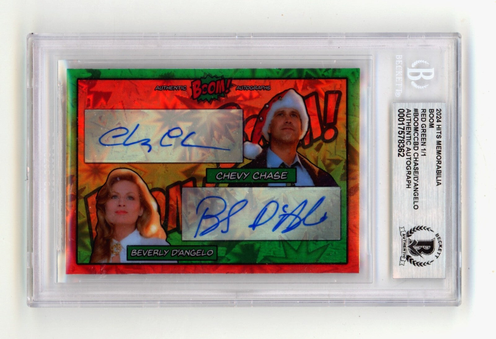 Chevy Chase Beverly D'Angelo 2024 Hits Mem BOOM Red/Green 1/1 Signed BGS Auto0