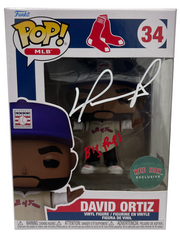 David Ortiz Signed SGA Red Sox Funko Pop 34 w/ Big Papi Beckett Witness BAS COA0