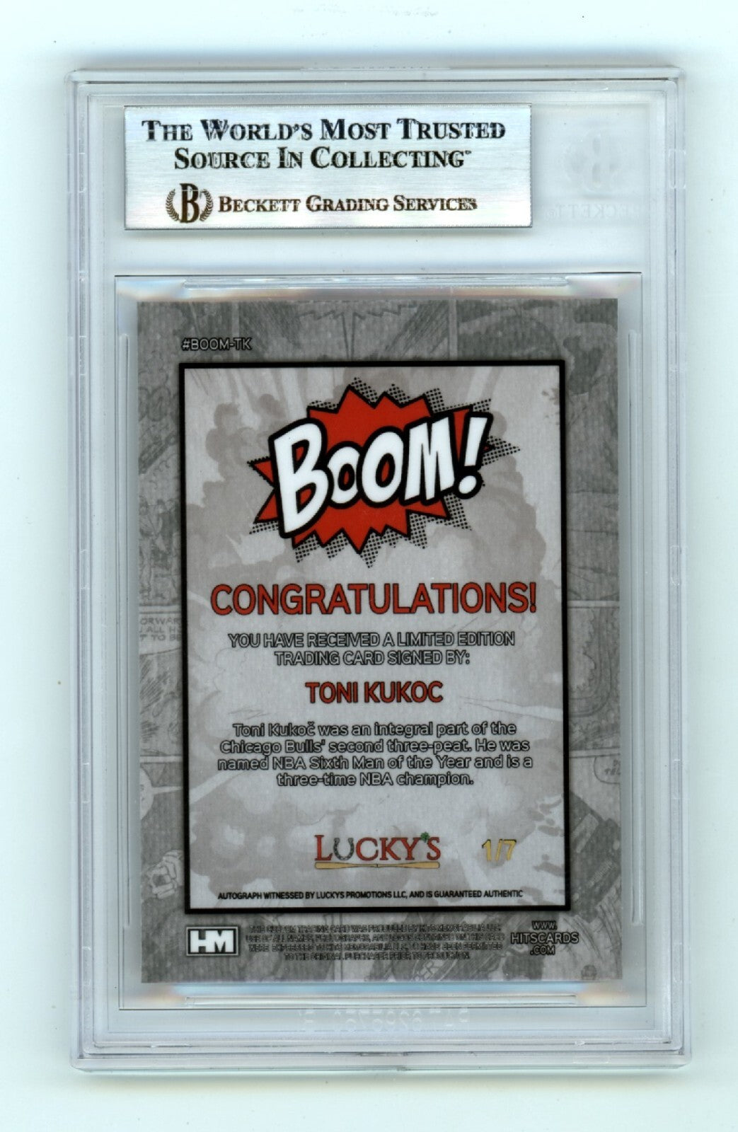 Toni Kukoc 2024 Hits Memorabilia BOOM Red #/7 Signed BGS BAS Auto Bulls1