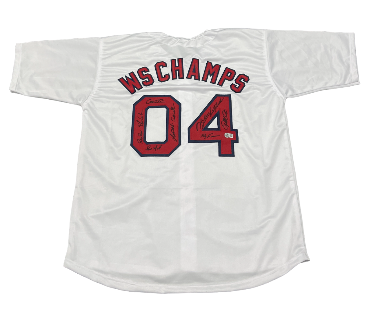 2004 Boston Red Sox Team Signed Custom Jersey w/ 10 Sigs Beckett Witness BAS COA0