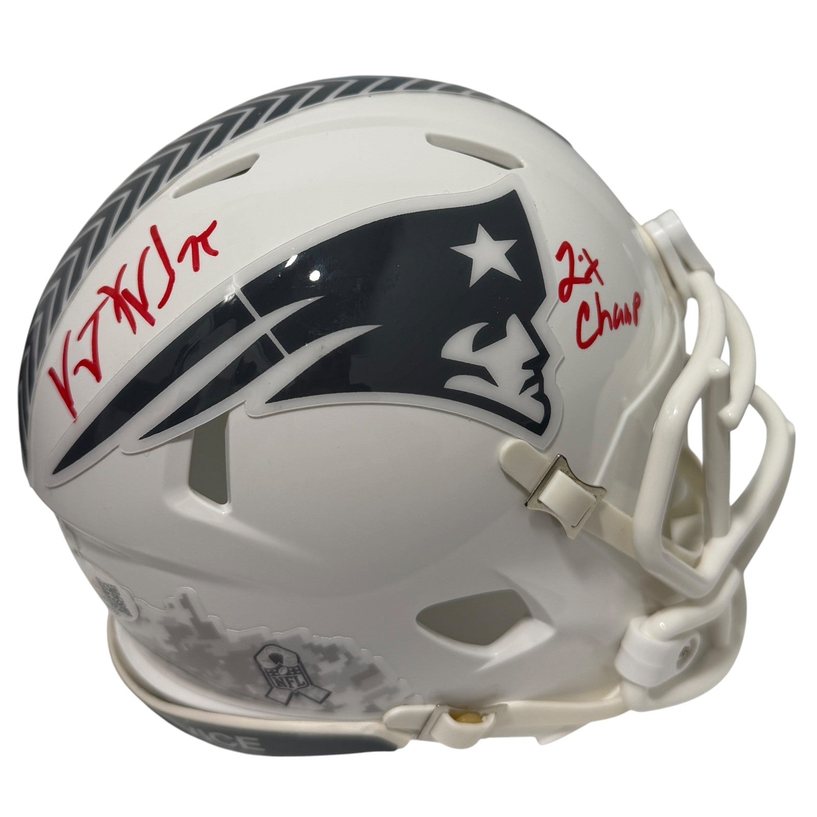 Vince Wilfork Signed Patriots Salute Mini Helmet w/ 2x Champ Ins JSA Witness COA0