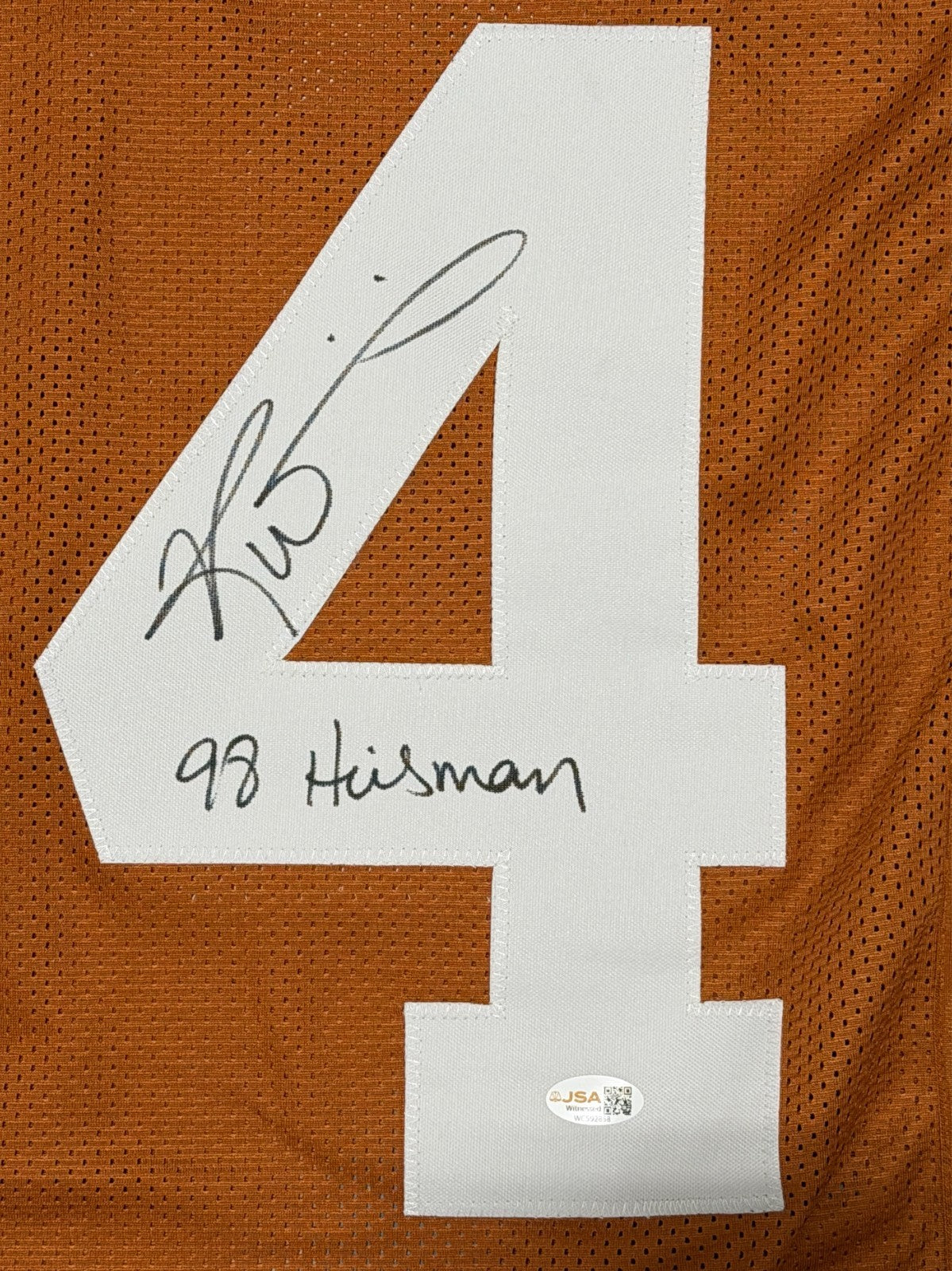 Ricky Williams Signed Texas Longhorns Custom Jersey w/ 98 Highsman JSA Wit COA1