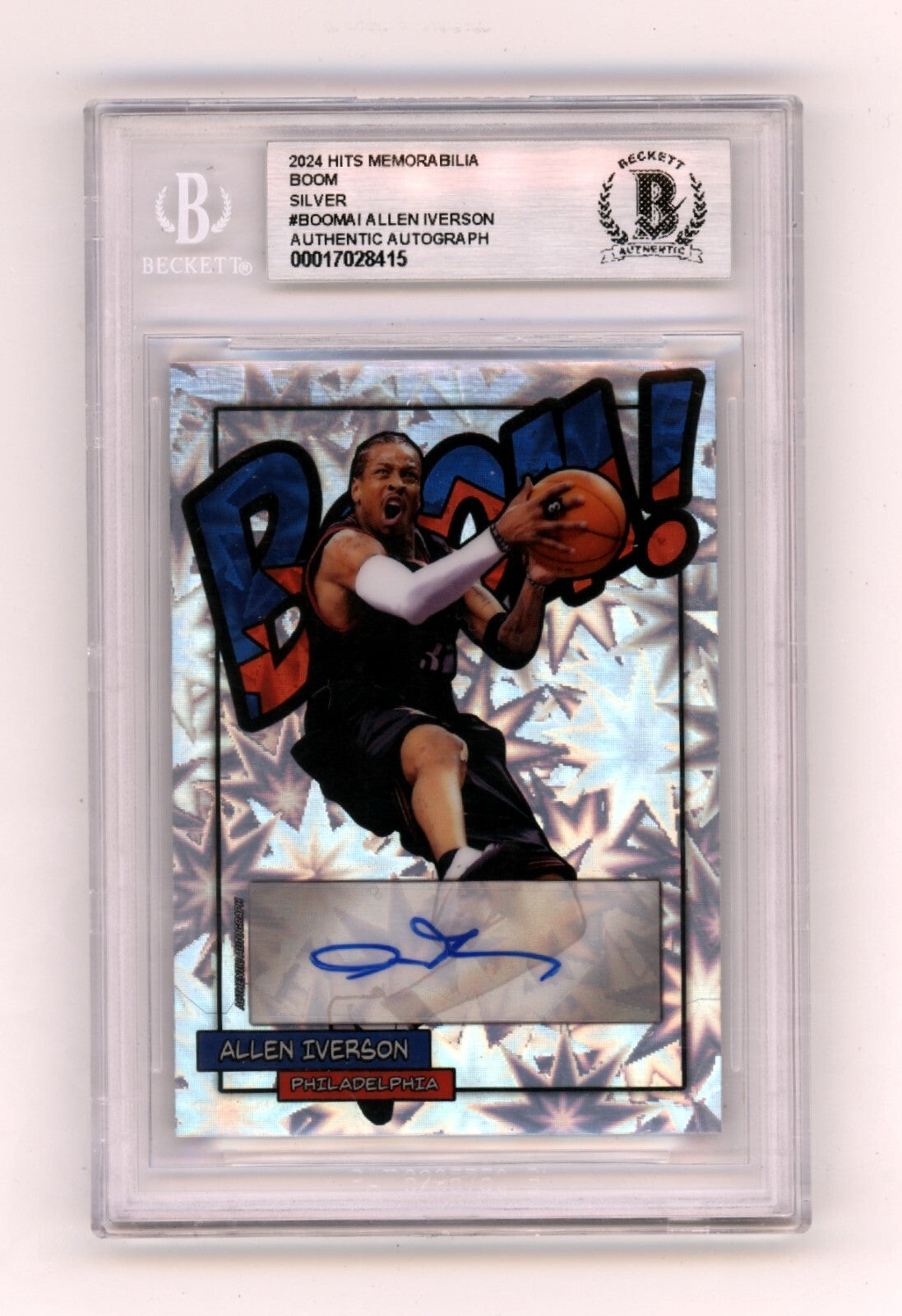 Allen Iverson 2024 Hits Memorabilia BOOM Silver #/3 Signed BGS BAS Auto 76ers0