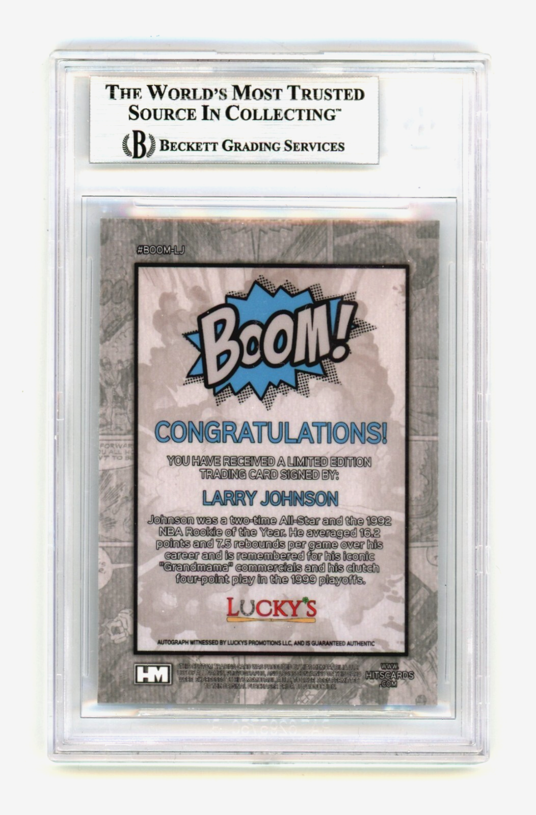 Larry Johnson 2024 Hits Memorabilia BOOM Silver Signed BGS BAS Auto Charlotte1