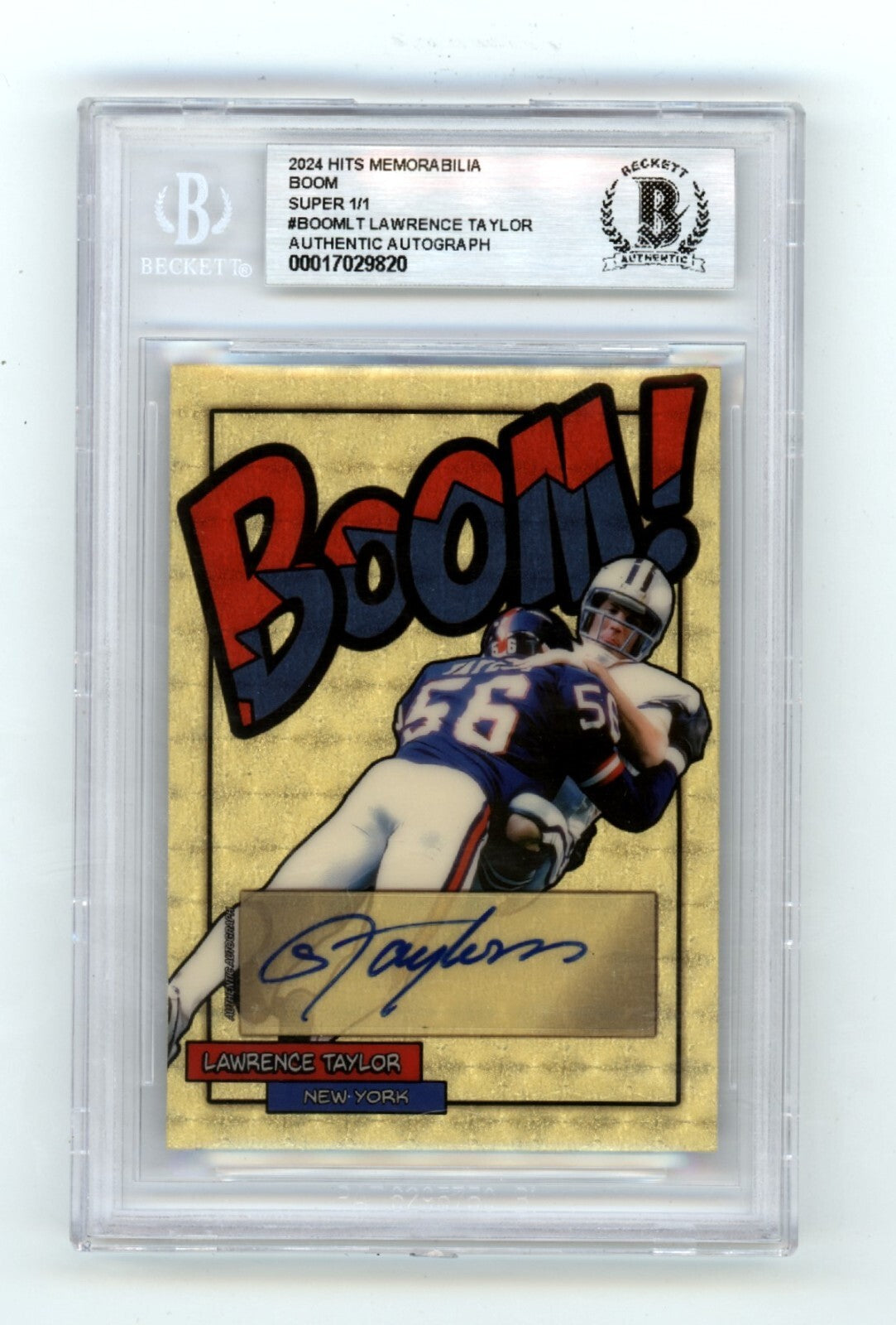 Lawrence Taylor 2024 Hits Memorabilia BOOM Super #1/1 Signed BGS BAS Auto Giants0