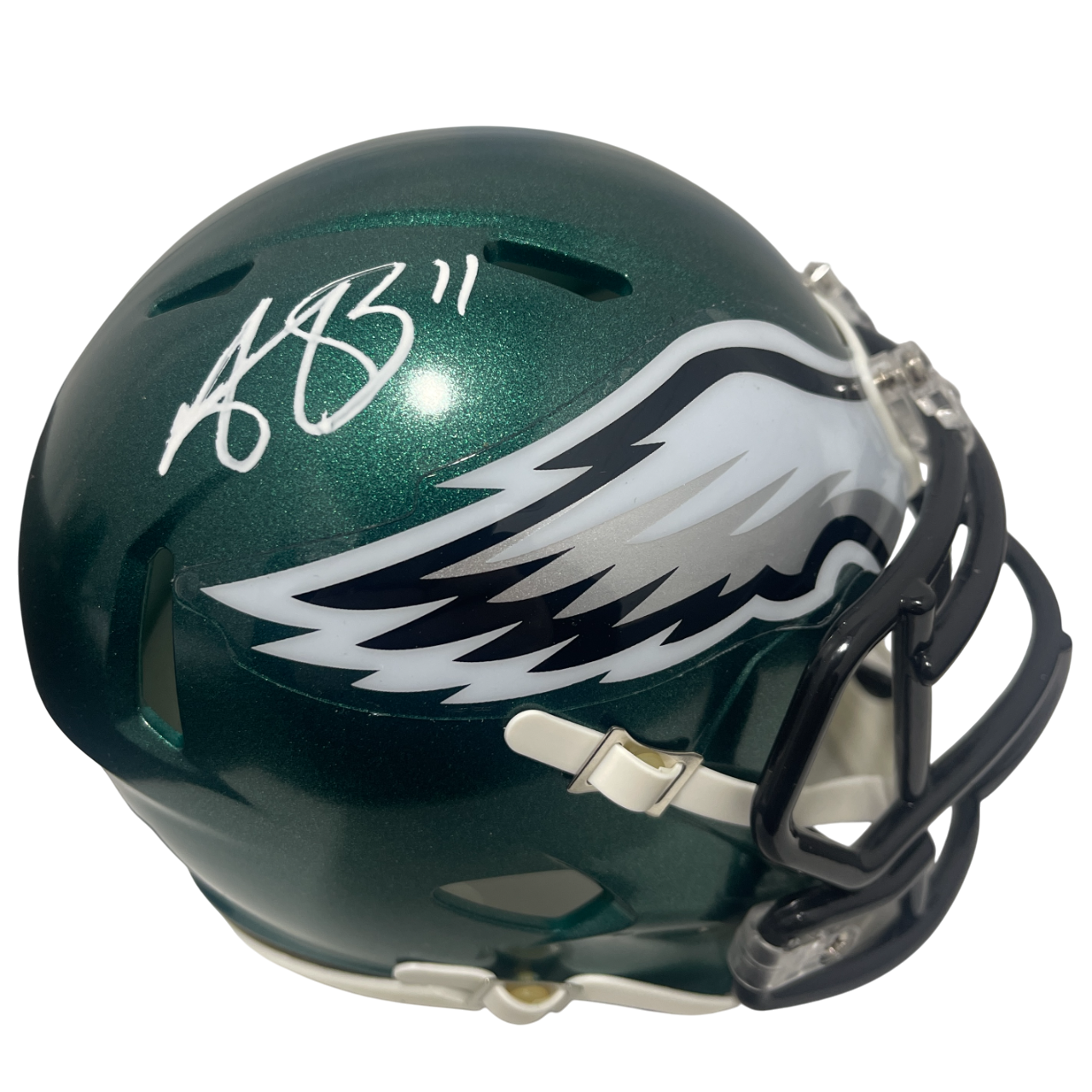 AJ Brown Signed Philadelphia Eagles Speed Mini Helmet Beckett Witness BAS COA0