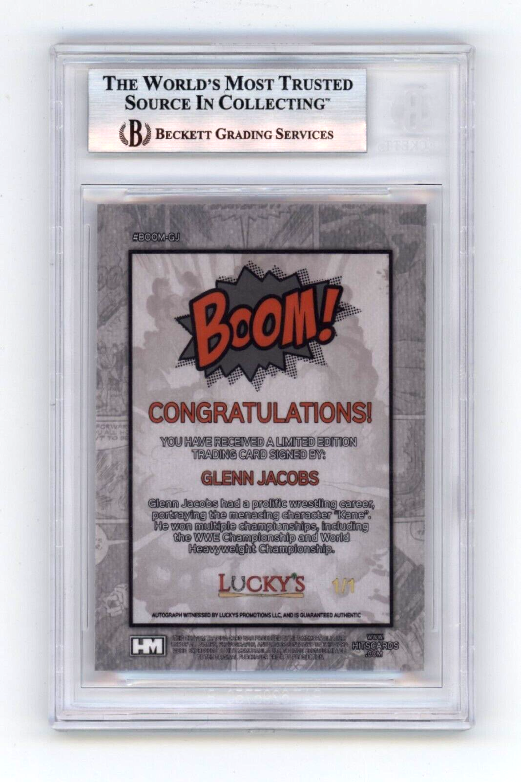 Glenn Jacobs KANE 2024 Hits Memorabilia BOOM Red #1/1 Signed BGS BAS Auto1