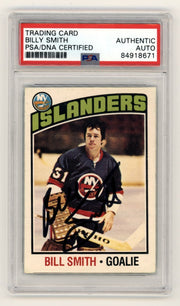 Billy Smith 1976-77 O-Pee-Chee OPC #46 Signed PSA Authentic Black Auto NYI HOF0