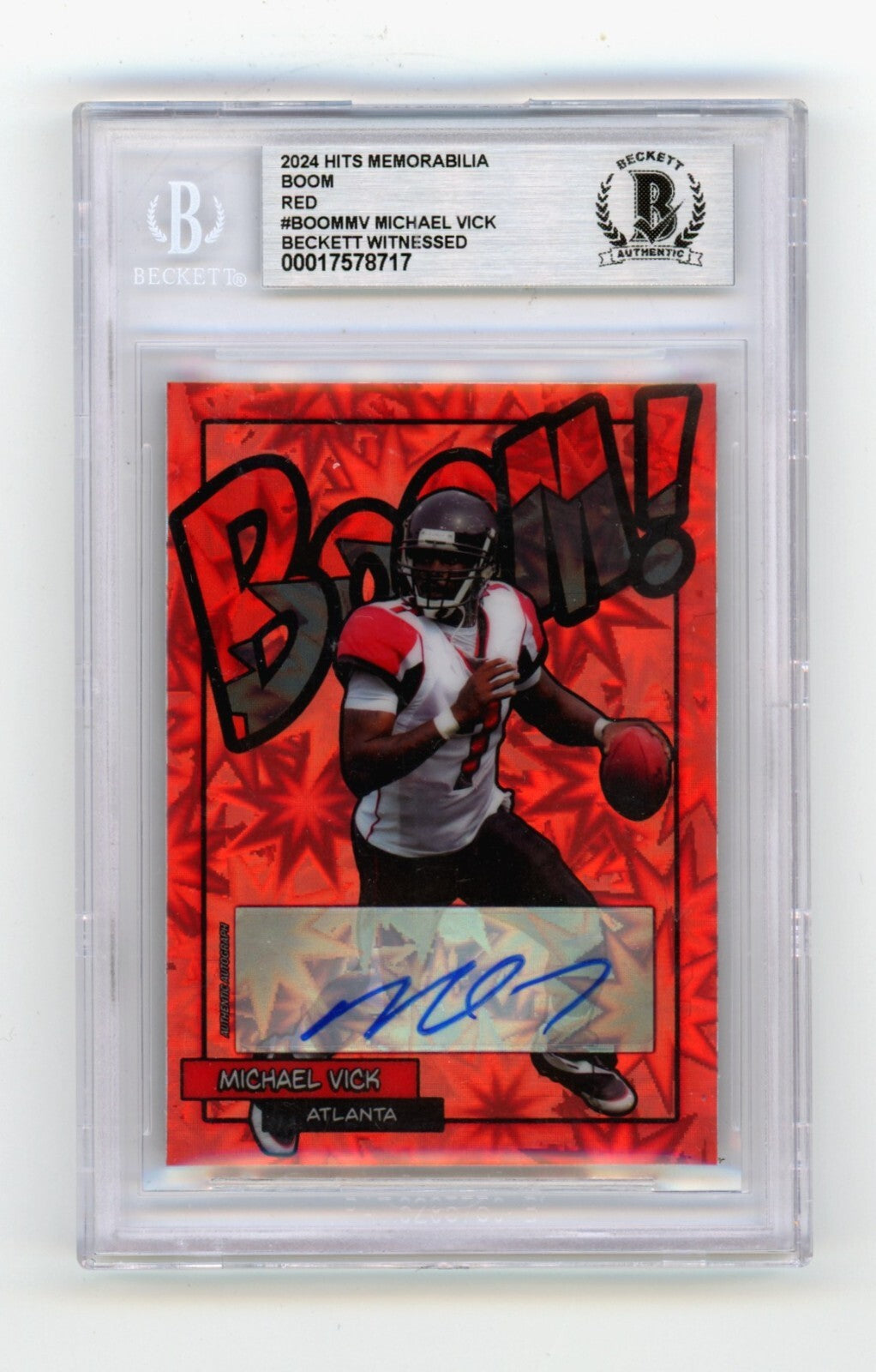 Michael Vick 2024 Hits Memorabilia BOOM Red JSY # 7/7 Signed BGS BAS Auto0