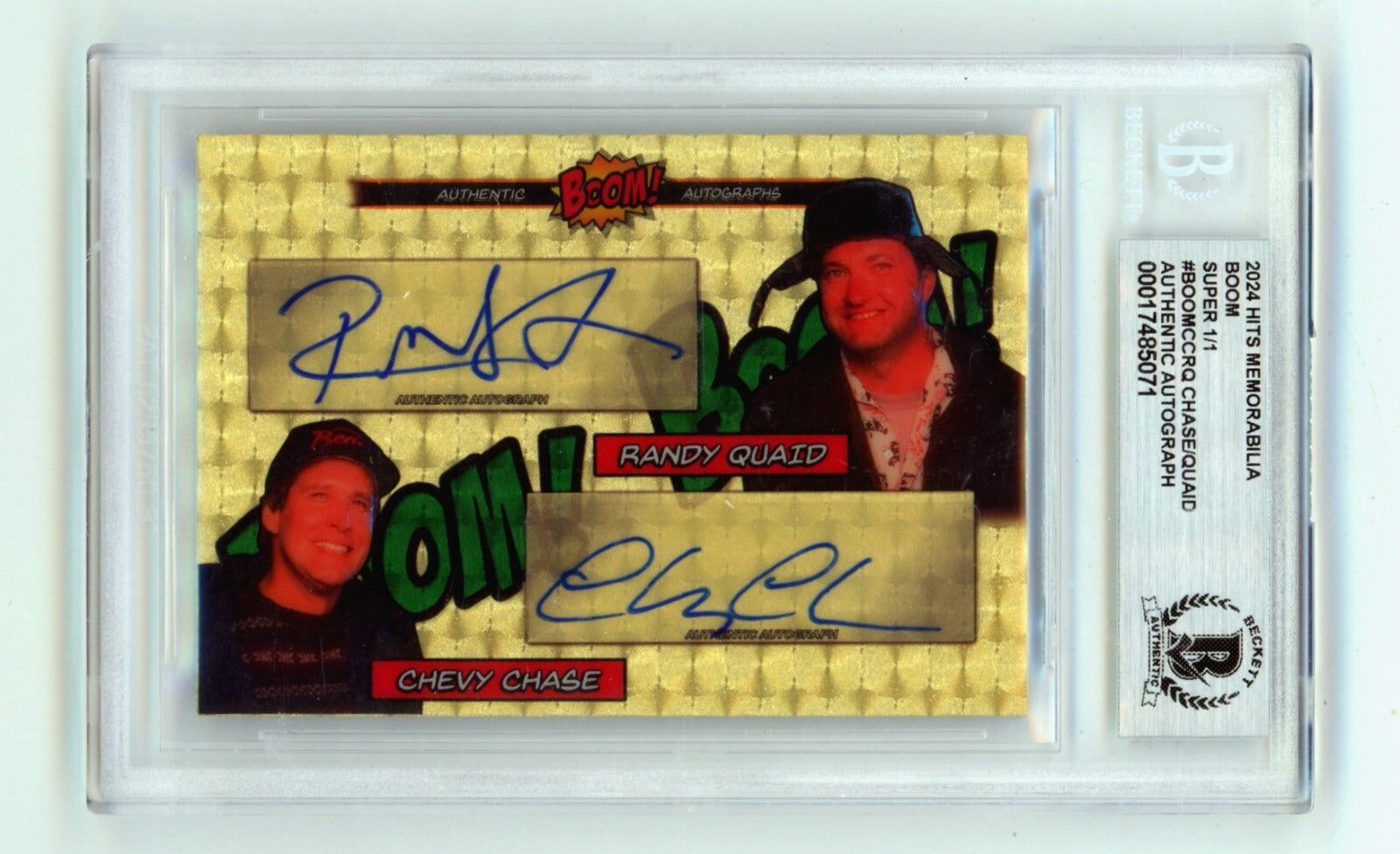 Chevy Chase Randy Quaid 2024 Hits Memorabilia BOOM Super 1/1 Signed BGS BAS Auto0