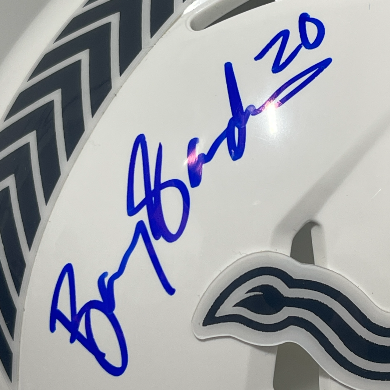 Barry Sanders Signed Detroit Lions Salute Mini Helmet Beckett Witness BAS COA1