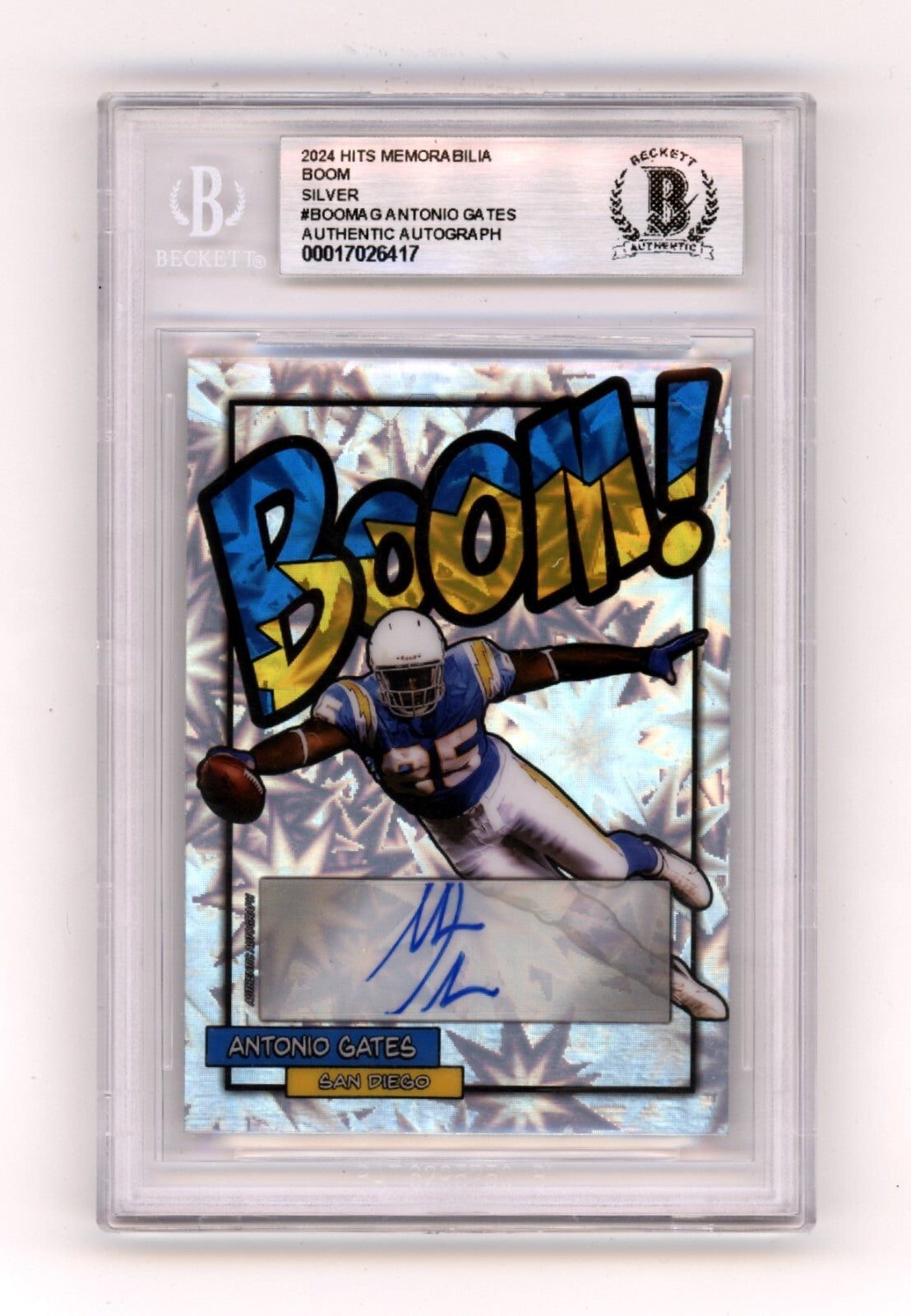 Antonio Gates 2024 Hits Memorabilia BOOM Silver Signed BGS BAS Auto Chargers0