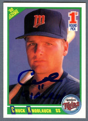 Chuck Knoblauch Signed Autographed 1990 Score #672 w/ 91 AL ROY LSCM COA Twins0