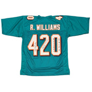 Ricky Williams Signed Dolphins 420 Custom Jersey w/ Weed Inscs JSA Witness COA0