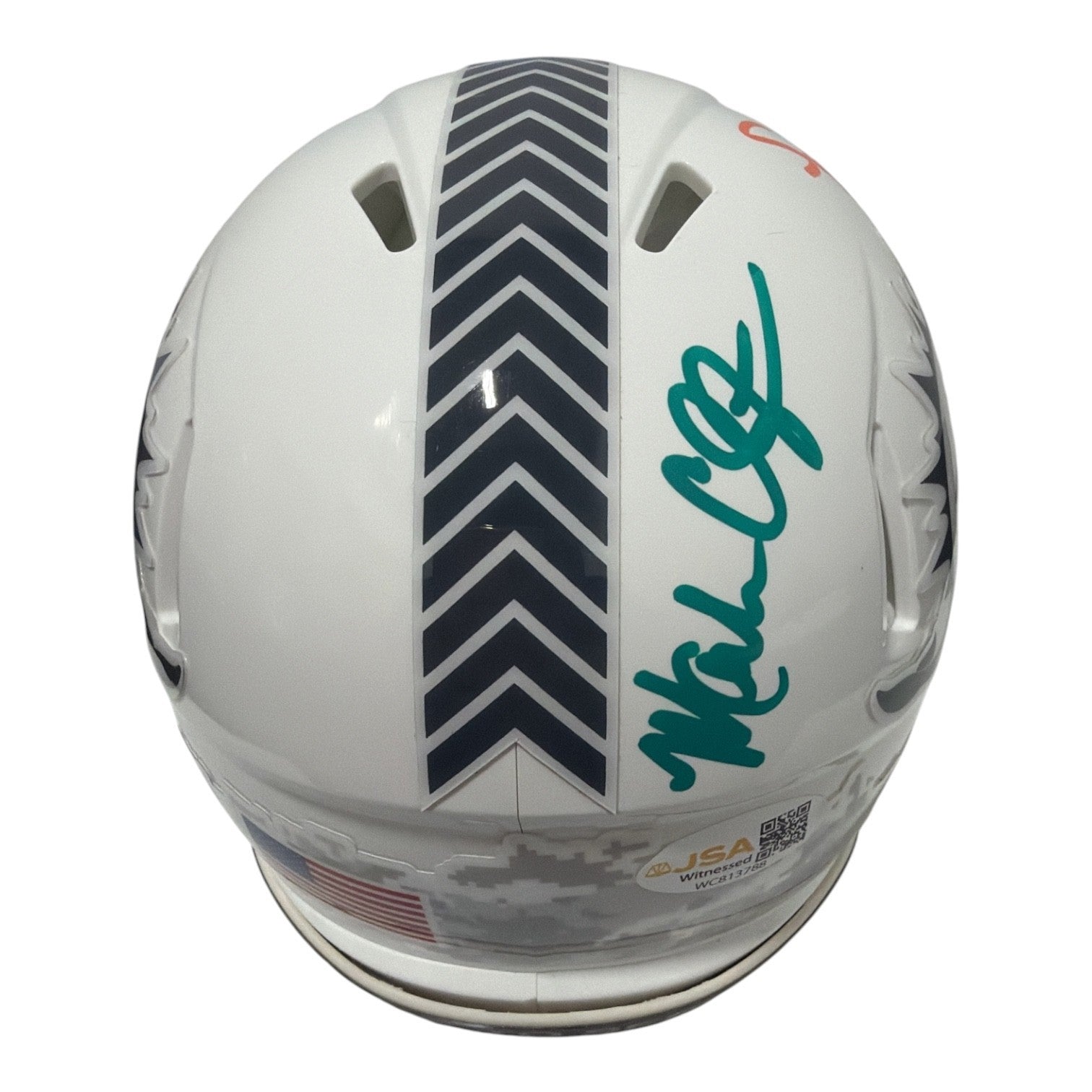 Mark Clayton & Mark Duper Dual Signed Dolphins Salute Mini Helmet JSA Wit COA3
