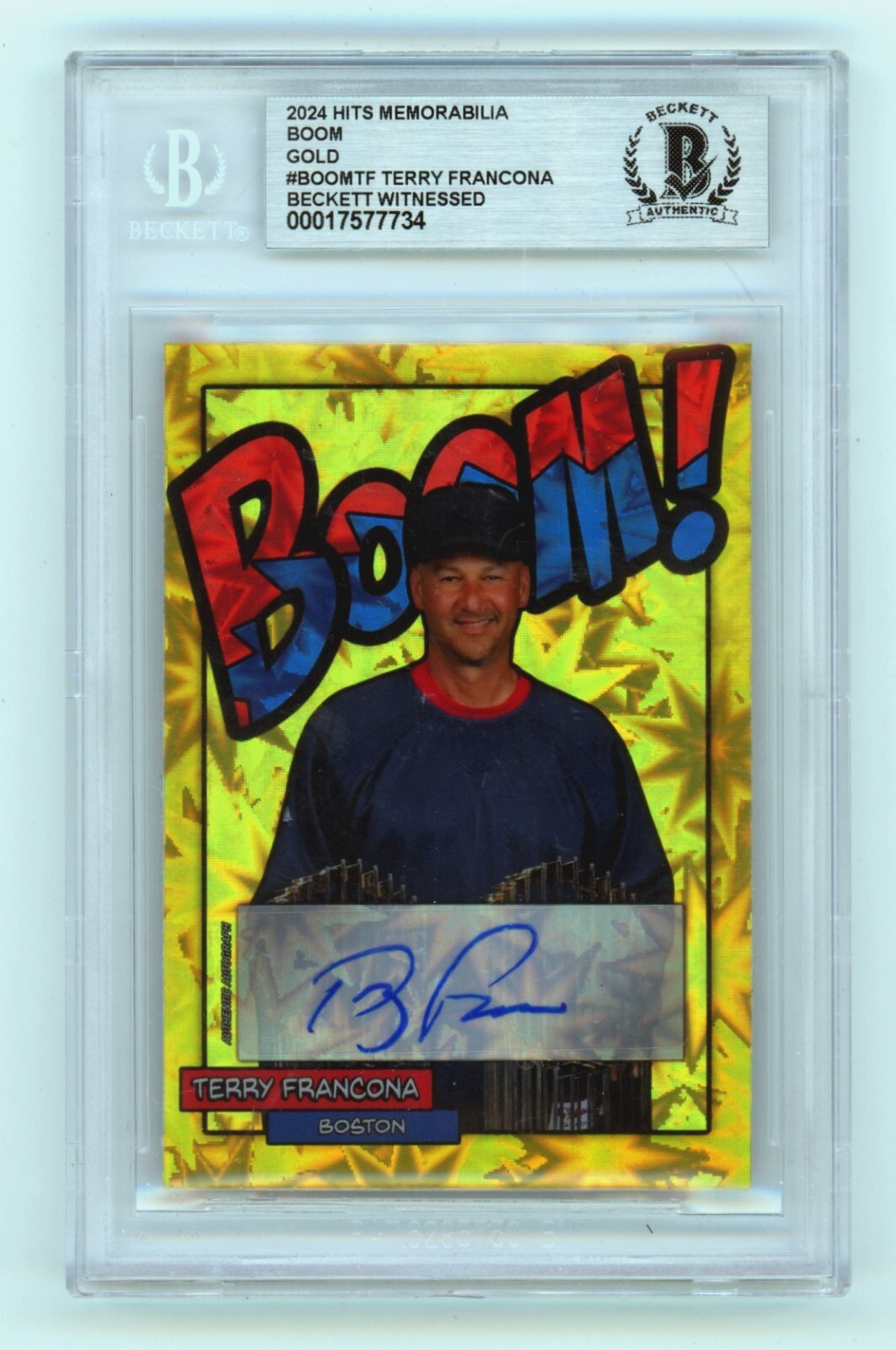 Terry Francona 2024 Hits Memorabilia BOOM Gold /10 Signed BGS BAS Auto Red Sox0