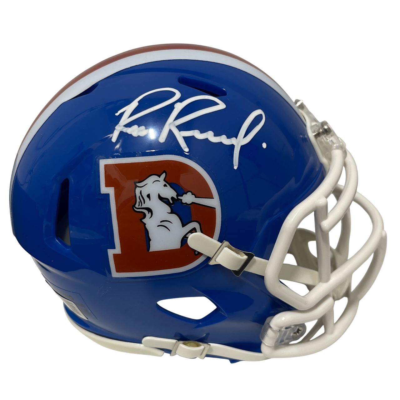 Bill Romanowski Signed Broncos 75-95 TB Mini Helmet Beckett Witness BAS COA0