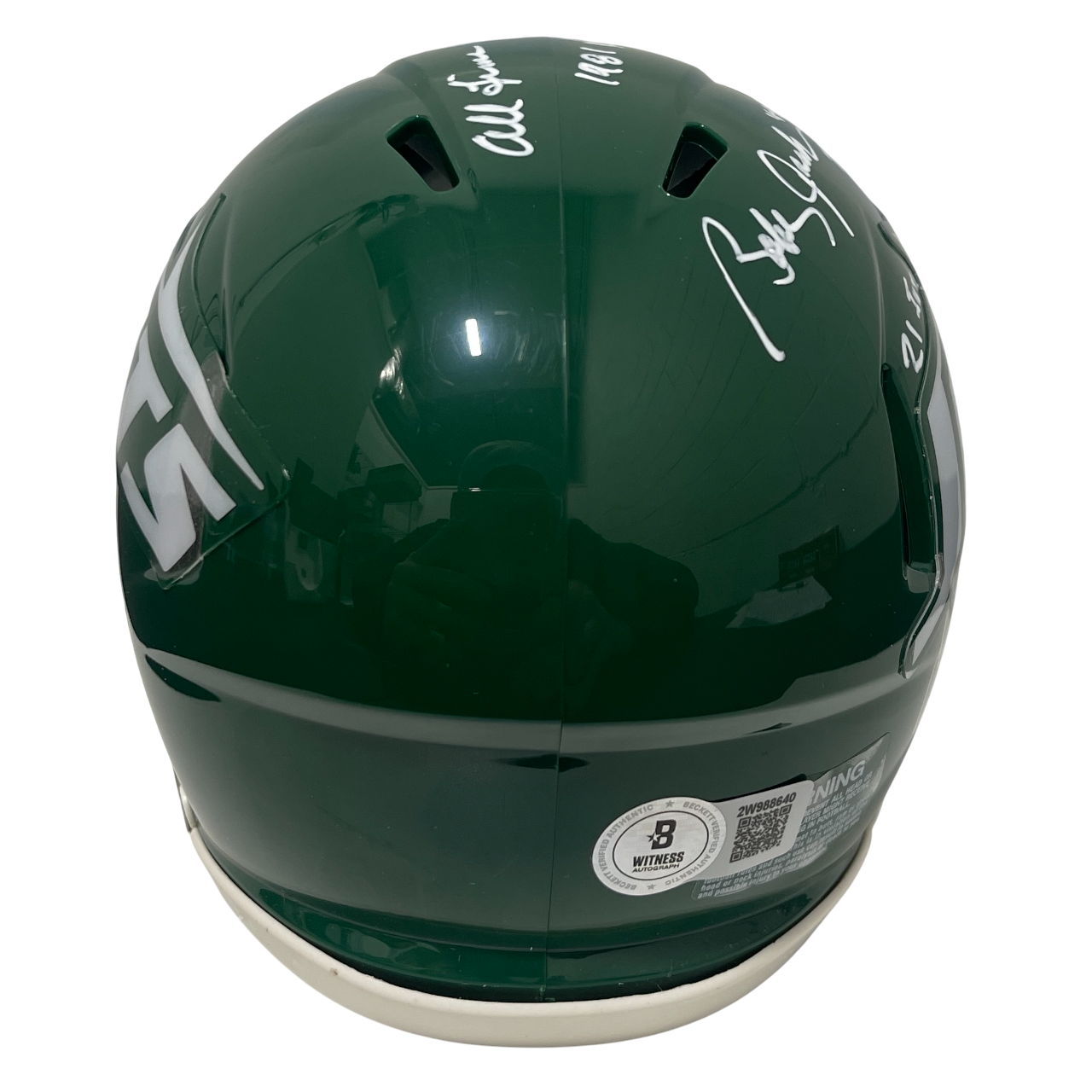 Bobby Jackson Signed Jets TB Mini Helmet w/ 5x Insc Beckett Witness BAS COA4