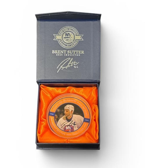 Brent Sutter NY Islanders Commemorative Glass Hall Of Fame HOF Inductee Puck New1