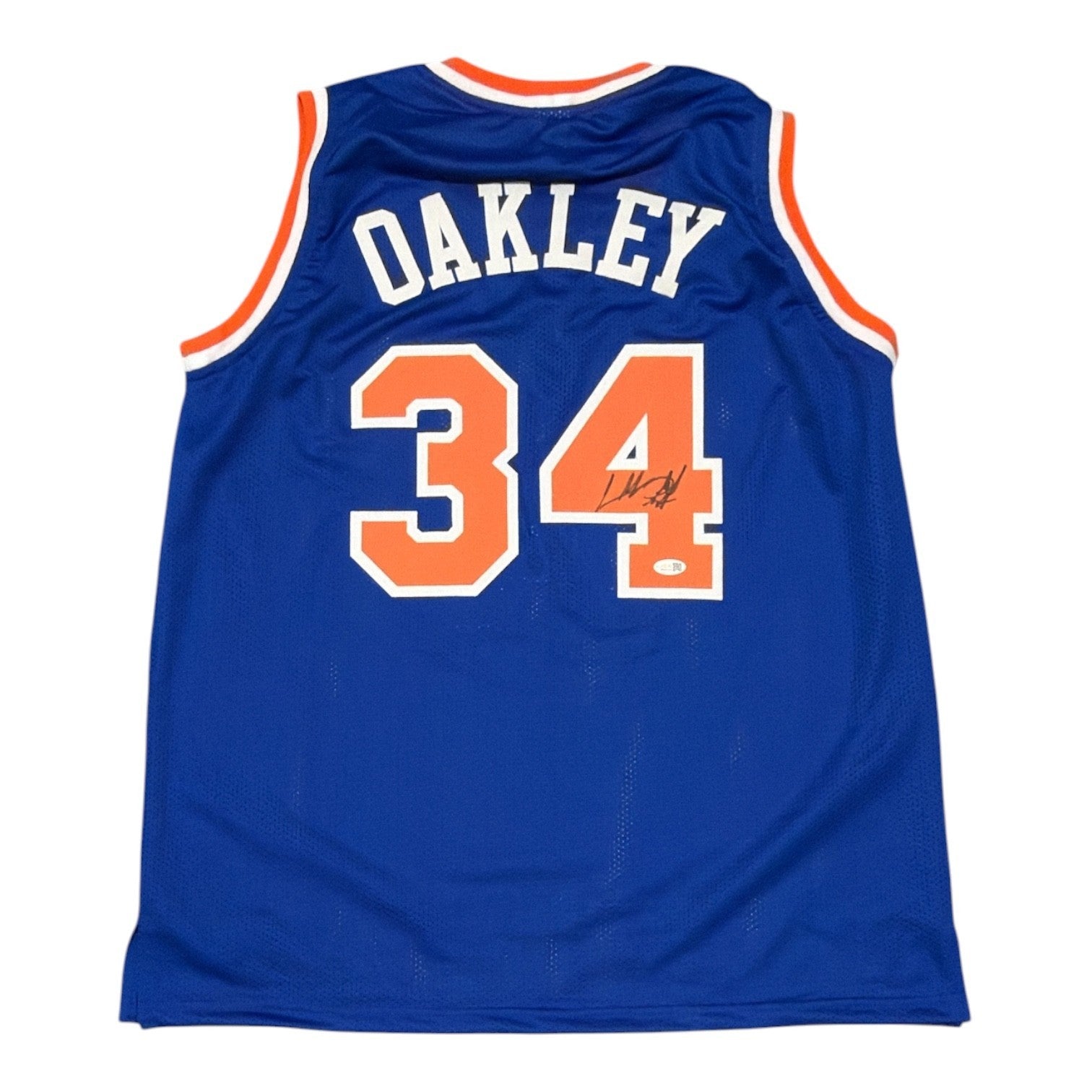 Charles Oakley Signed Autographed New York Knicks Custom Jersey JSA Witness COA0