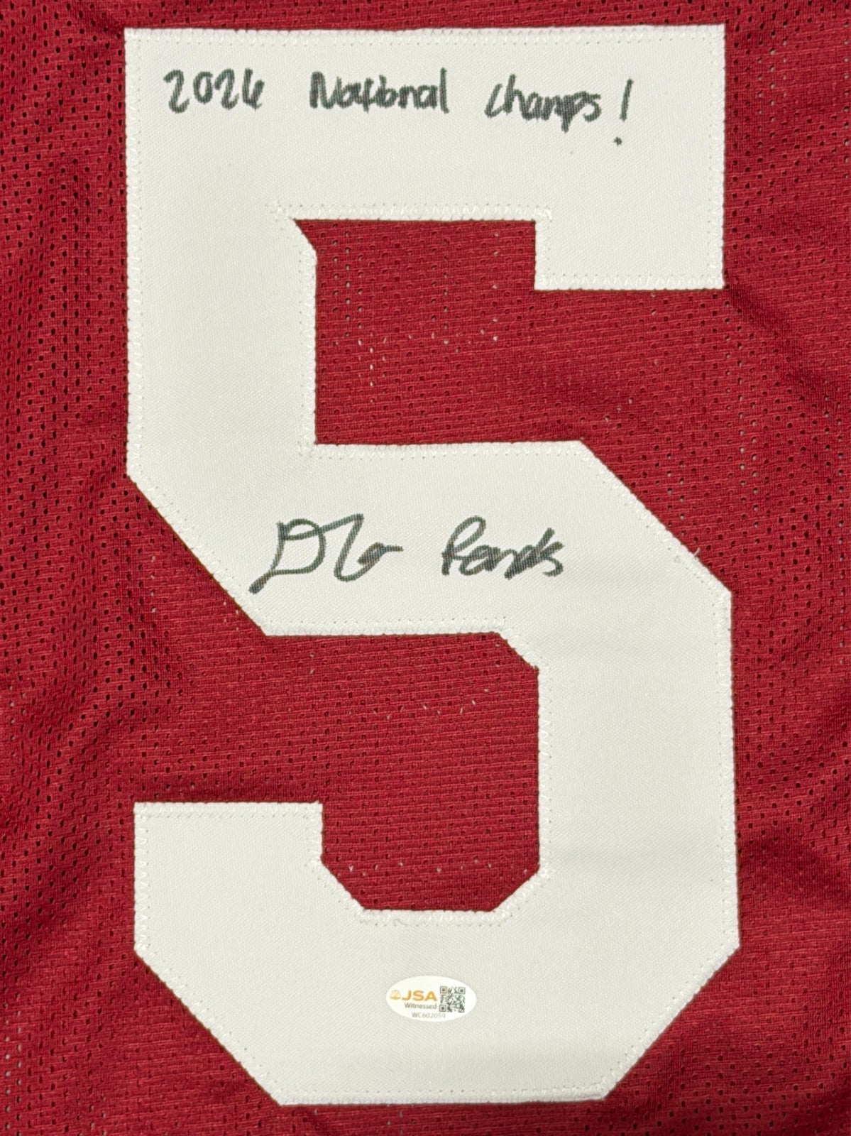 D'Angelo Ponds Signed Indiana Custom Jersey w/ 2026 National Champs JSA Wit COA1
