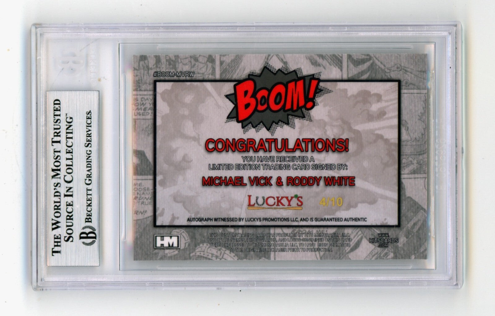 Mike Vick & Roddy White 2024 Hits Memorabilia BOOM Gold /10 Signed BGS BAS Auto1