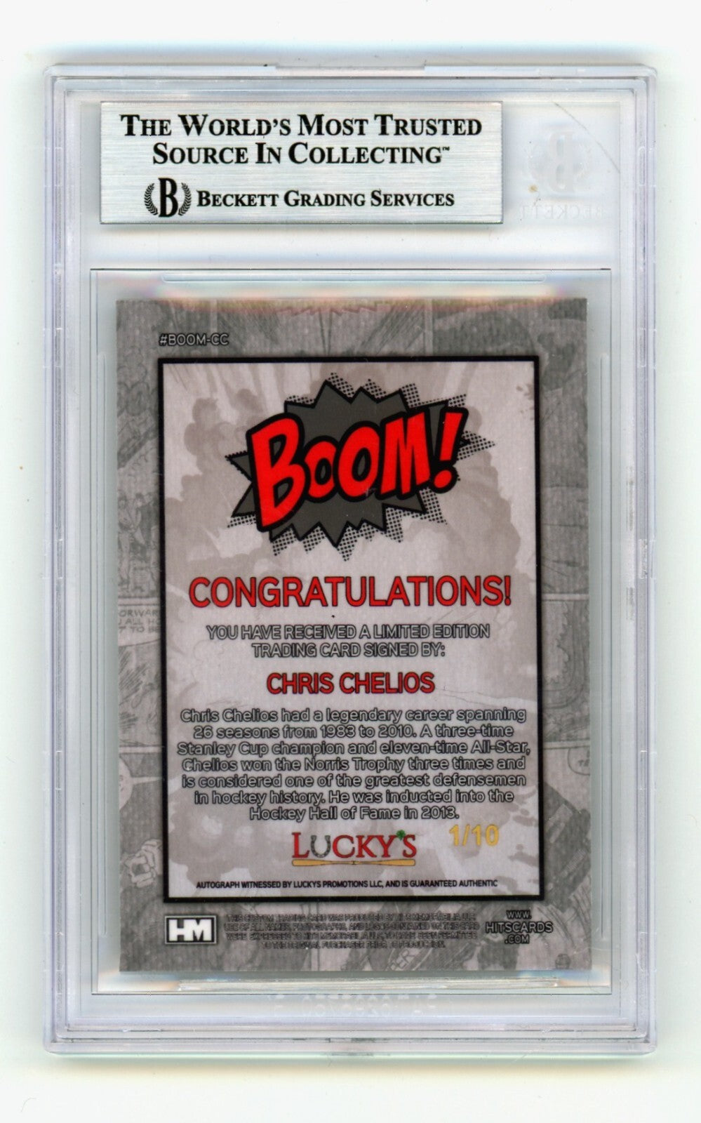 Chris Chelios 2024 Hits Memorabilia BOOM Gold /10 Signed BGS BAS Auto Detroit1