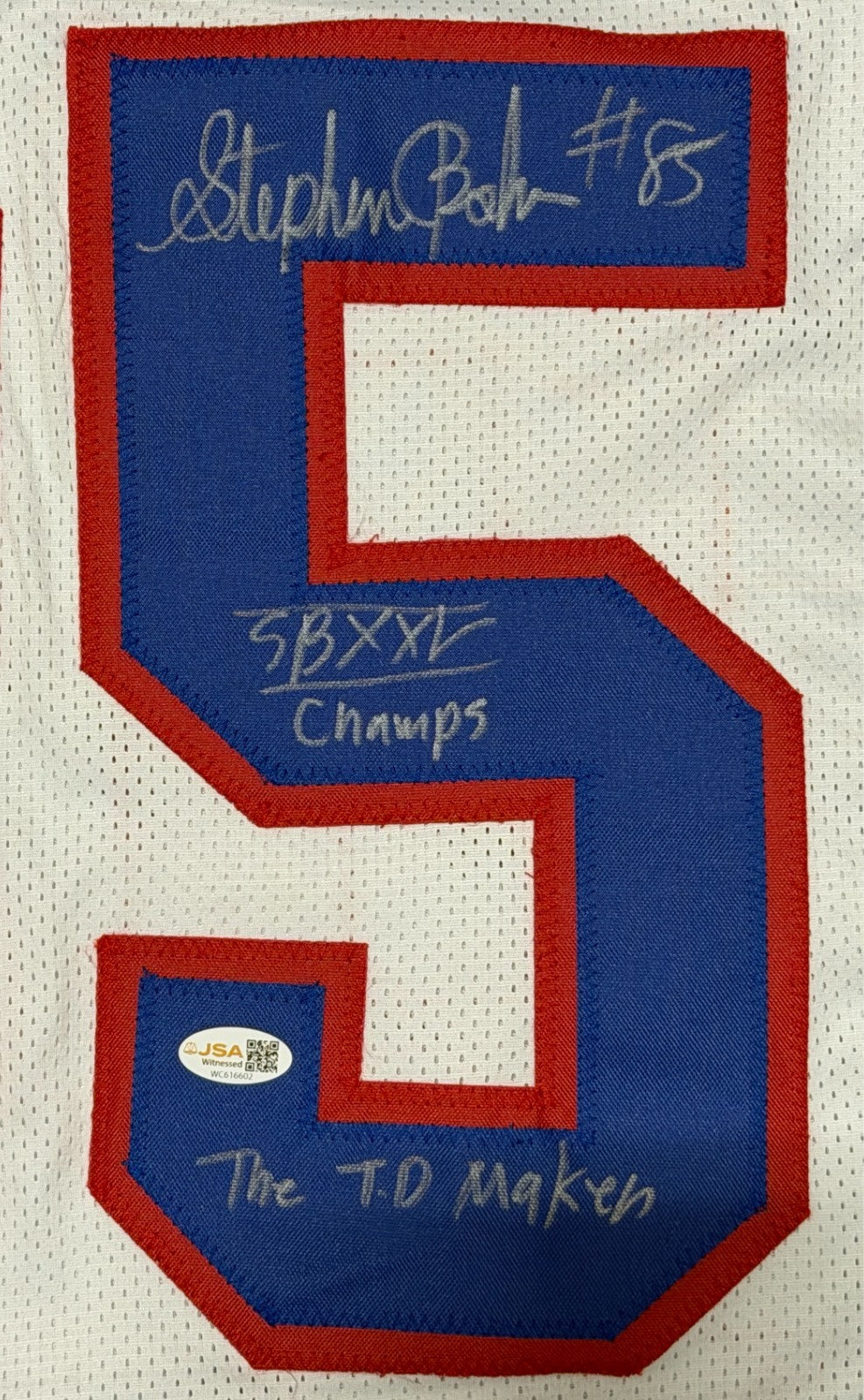 Stephen Baker Signed New York Giants Custom Jersey w/ 2x Insc JSA Witness COA1