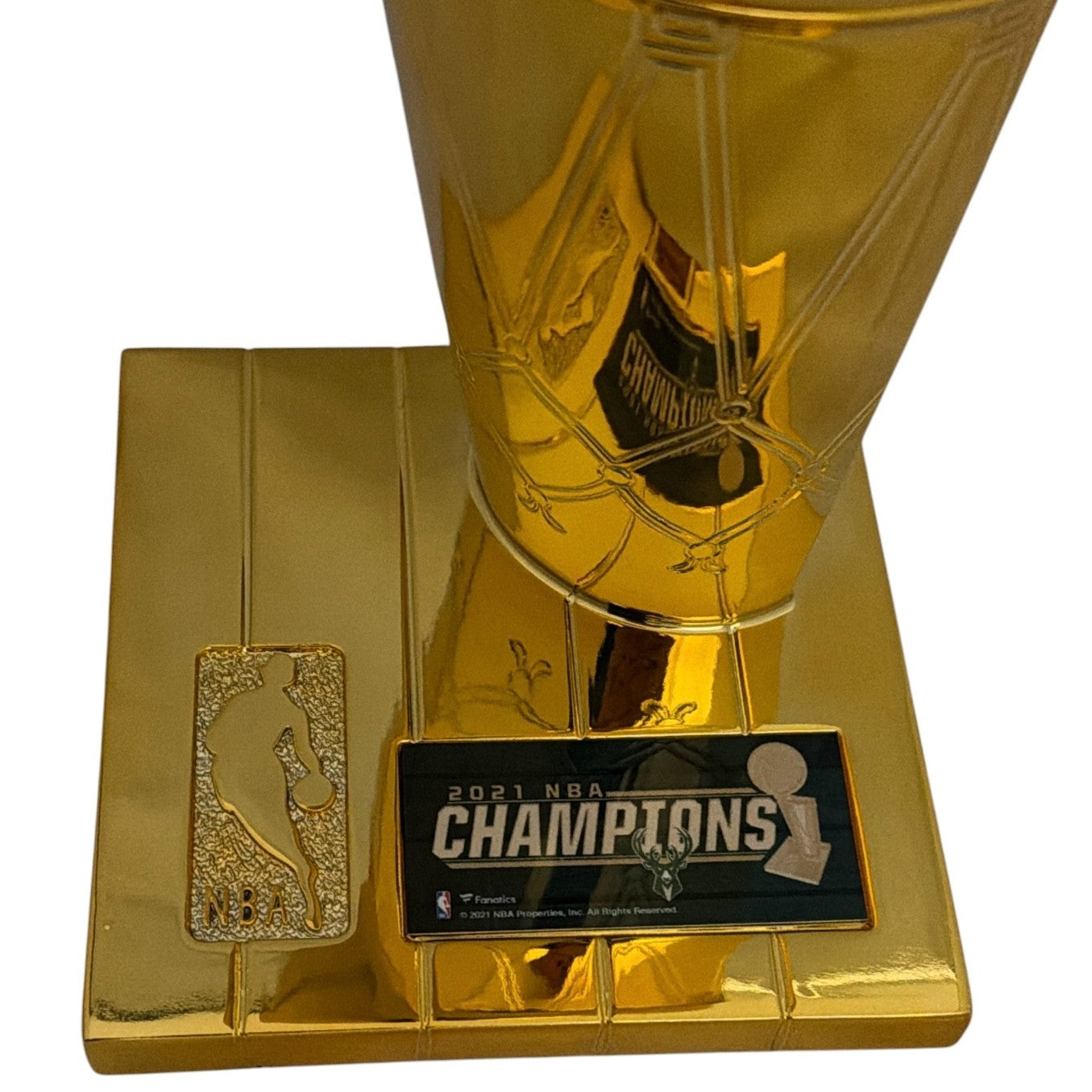 Giannis Antetokounmpo Signed 2021 Bucks NBA Champion Replica Trophy Fanatics COA2