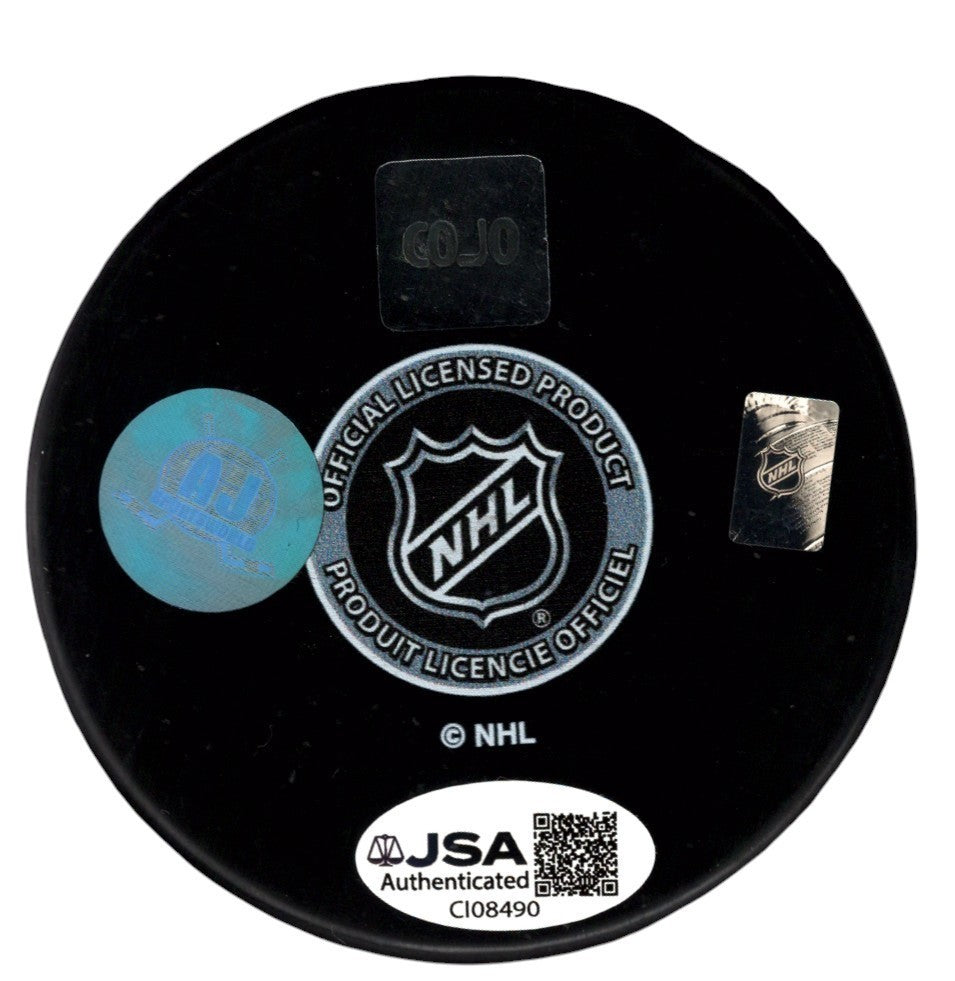 Aaron Ekblad Signed Autographed Florida Panthers Puck w/ ROY 15 COJO + JSA COA1