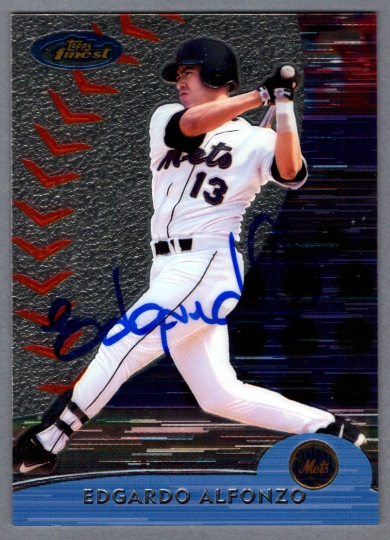 Edgardo Alfonzo Signed Autographed 2000 Topps Finest #58 LSCM COA New York Mets0