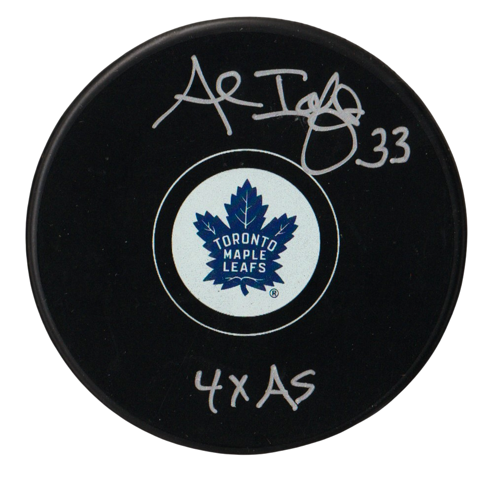 Al Iafrate Signed Maple Leafs Logo Puck w/ 4x AS Beckett Witness BAS COA0