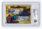 Larry Johnson & Muggsy Bogues 2024 Hits BOOM Gold #/10 Dual Signed BGS BAS Auto0