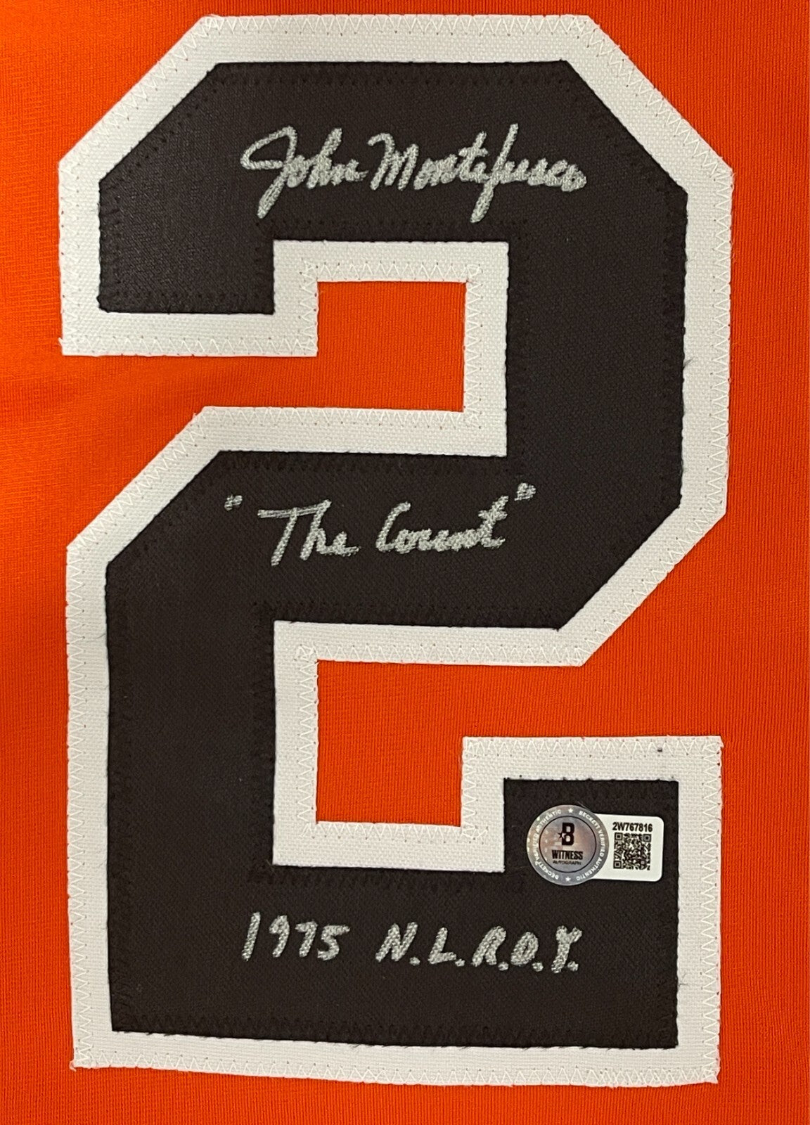 John Montefusco Signed SF Giants Custom Jersey w/ 2 Insc ROY Beckett Wit BAS COA1