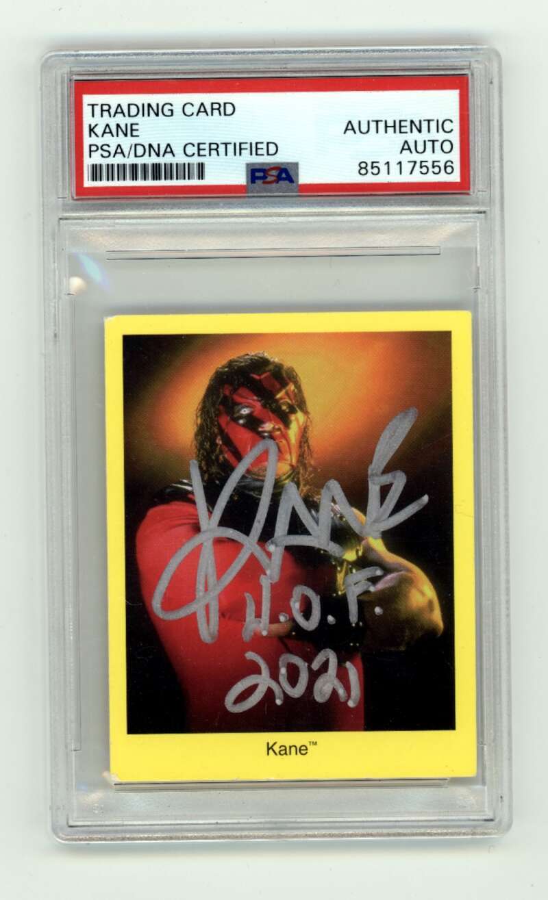 Kane 1998 WWF Cardinal #63 Rookie RC w/ HOF 2021 Insc. Signed PSA Authentic Auto0
