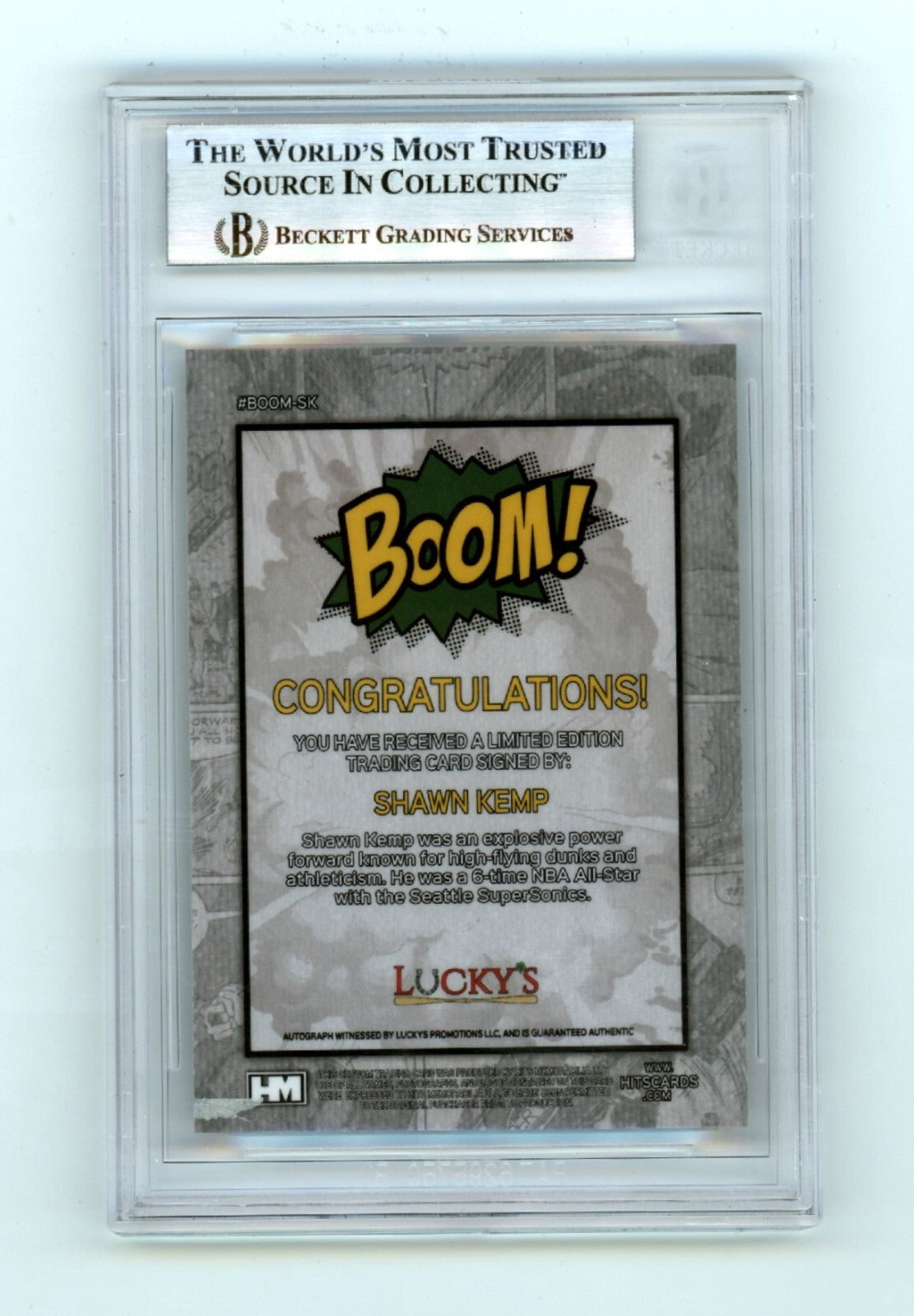 Shawn Kemp 2024 Hits Memorabilia BOOM Silver Signed BGS BAS Auto Sonics1