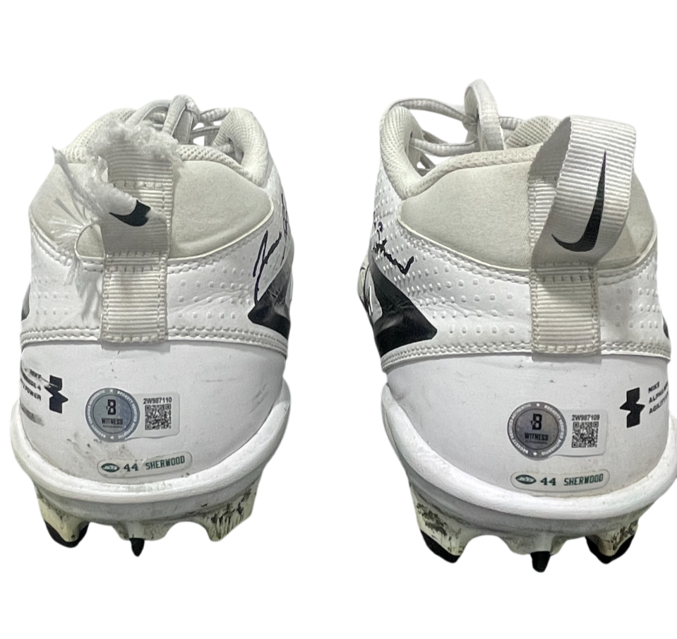 Jamien Sherwood Signed 2024 Game Used Football Cleats (PAIR) Beckett Wit BAS COA11