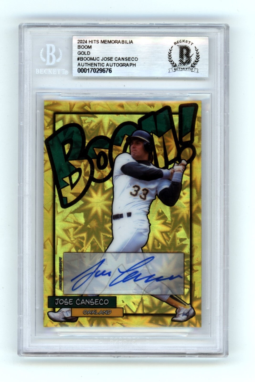 Jose Canseco 2024 Hits Memorabilia BOOM Gold #/10 Signed BGS BAS Auto Athletics0