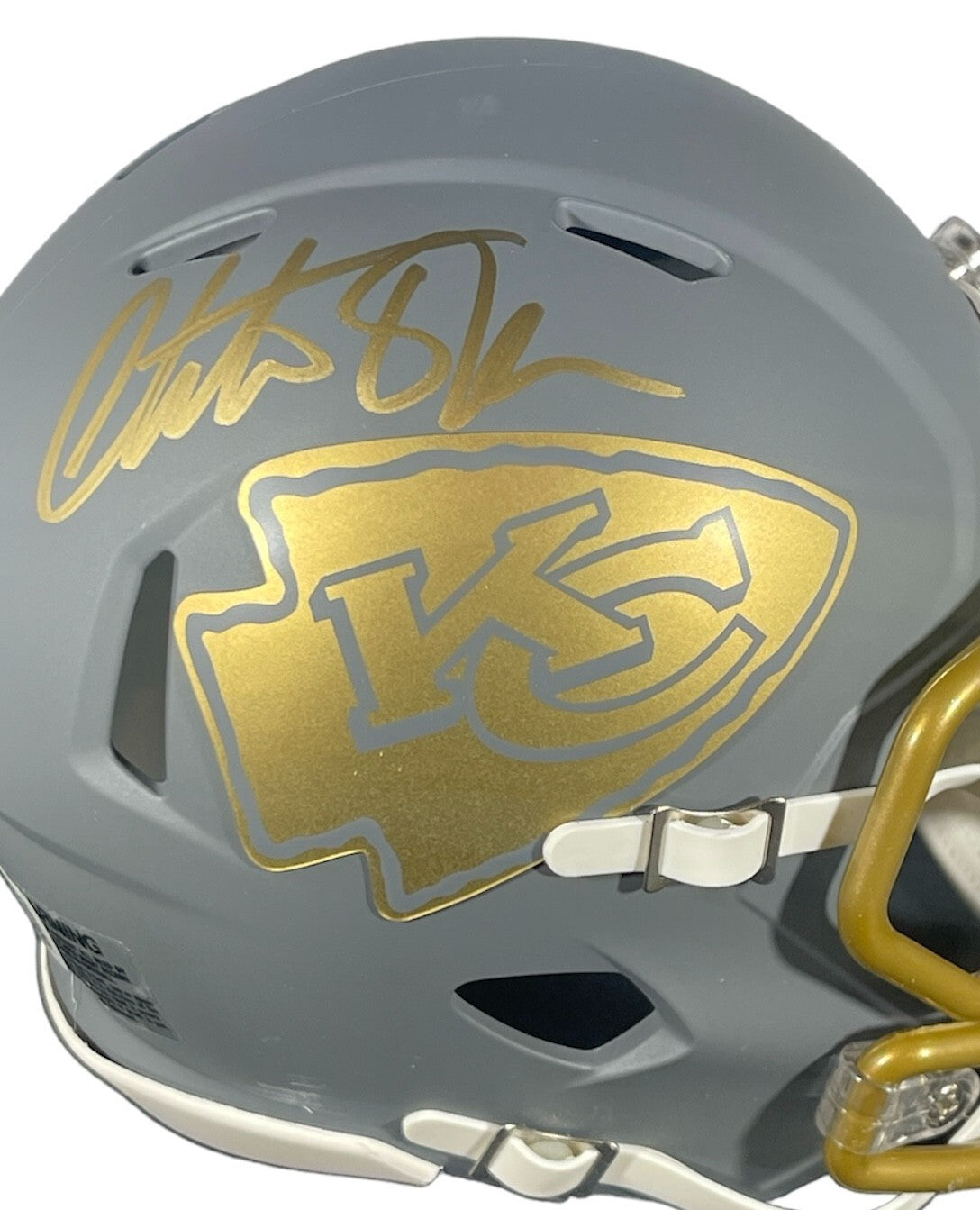 Christian Okoye Signed Kansas City Chiefs Slate Mini Helmet Beckett Wit BAS COA1