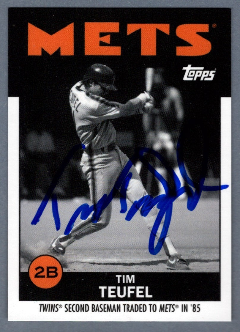 Tim Teufel Signed 2021 Topps Once Upon a Time in Queens #27 B/W LSCM COA0