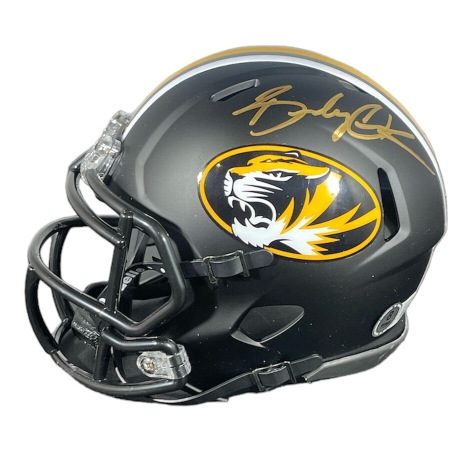Brady Cook Signed Missouri Tigers Black Mini Helmet w/ Full Name Beckett COA0