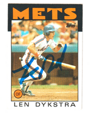 Lenny Dykstra Signed 1986 Topps Baseball #53 Rookie RC LSCM COA New York Mets0