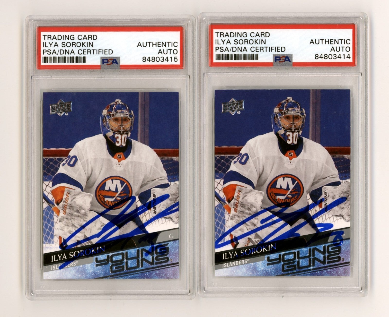 Ilya Sorokin 2020-21 Upper Deck Young Guns #461 Rookie RC Signed PSA Auto2