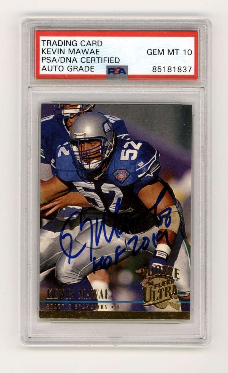 Kevin Mawae 1994 Fleer Ultra #508 Rookie RC w/ HOF 2019 Insc. Signed PSA 10 Auto0