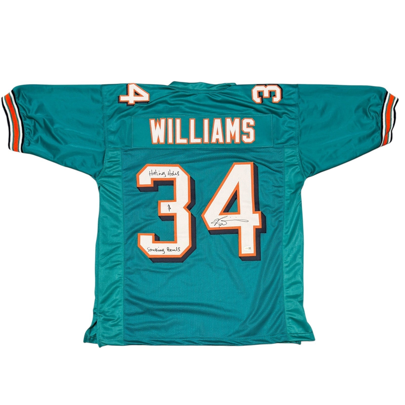 Ricky Williams Signed Miami Dolphins Custom Jersey w/ Weed Insc JSA Wit COA0
