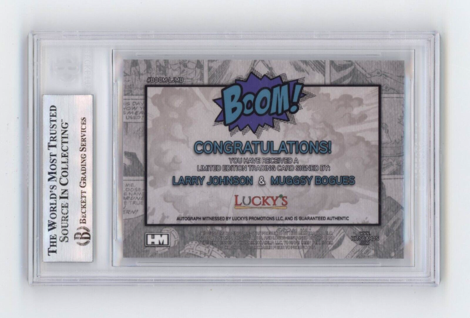 Larry Johnson & Muggsy Bogues 2024 Hits BOOM Silver Dual Signed BGS BAS Auto1