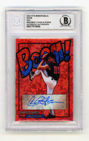Charlie Sheen 2024 Hits Memorabilia BOOM Red /5 Signed BGS BAS Auto Wild Thing0