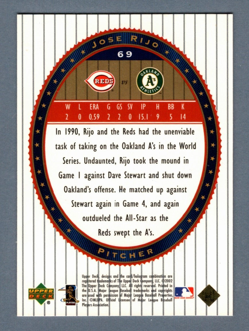 Jose Rijo Signed 2002 Upper Deck World Series Heroes 69 LSCM COA Cincinnati Reds1