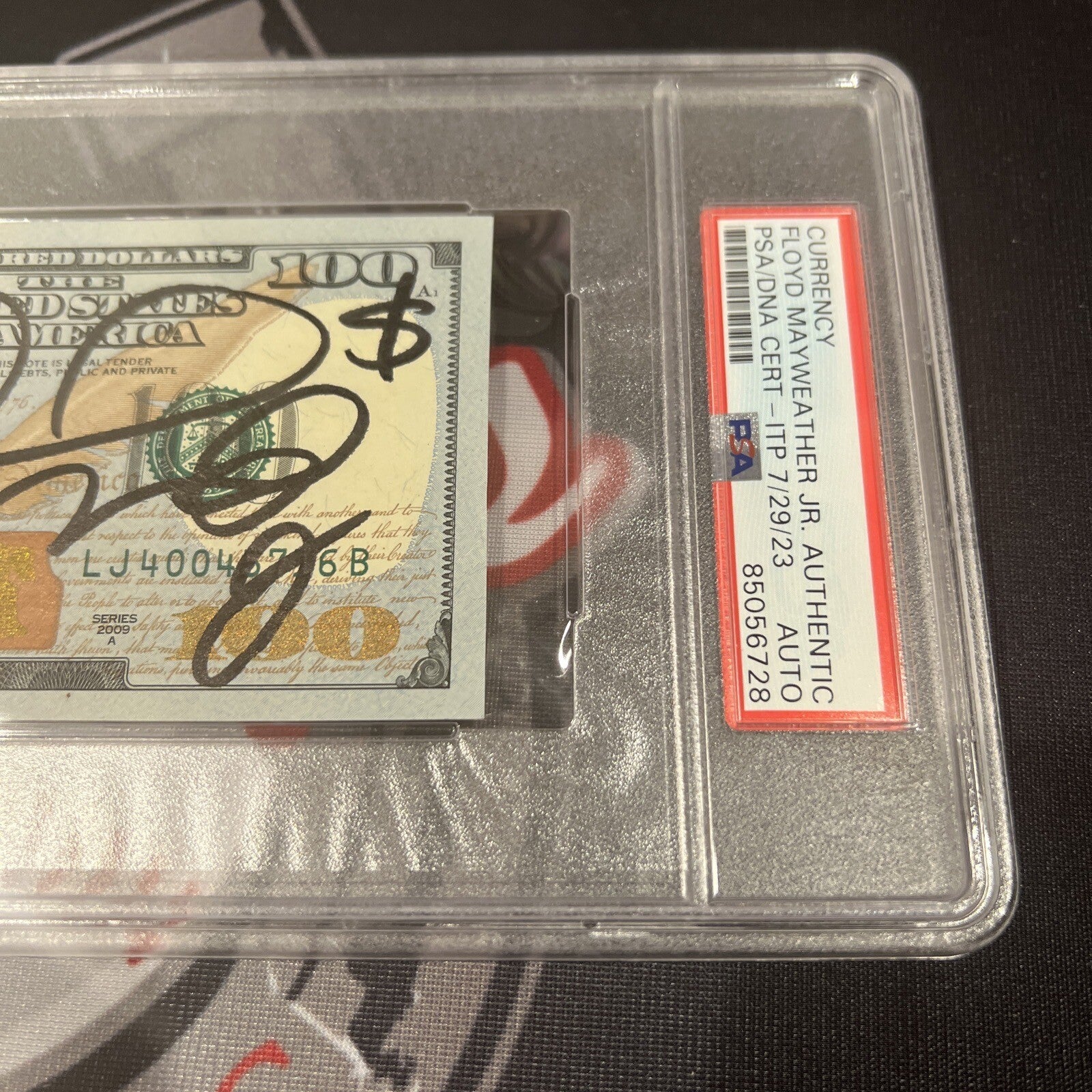 Floyd Mayweather Jr. Signed $100 Bill US Currency x4 Inscription PSA Auth Auto E3