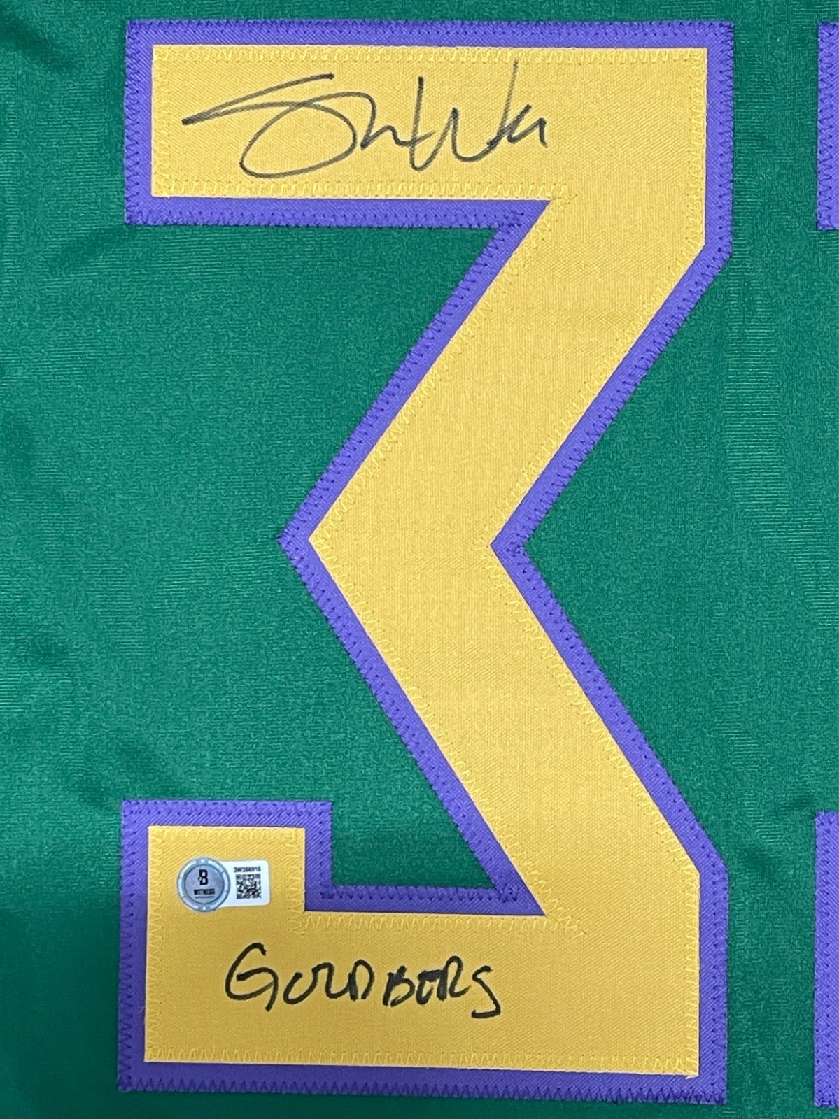 Shaun Weiss Signed ‘Goldberg’ Mighty Ducks Custom Jersey Beckett Witness BAS COA1